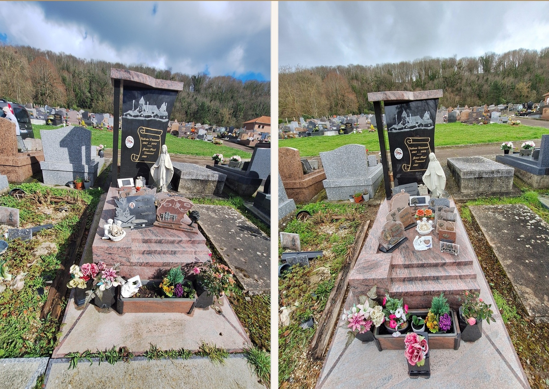 Tombe nettoy&eacute;e au Havre — avant et apr&egrave;s — Tomb'net