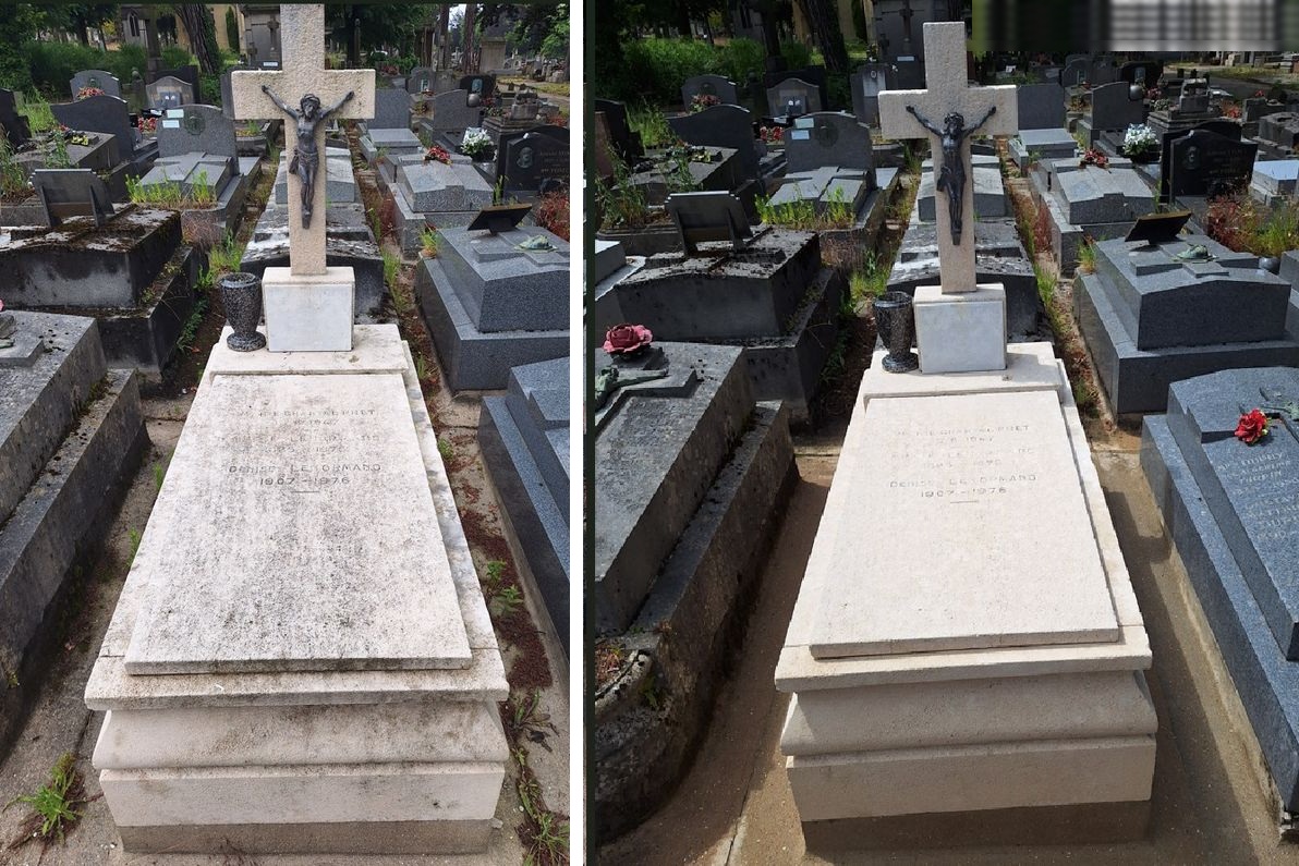 Nettoyage de tombe au Havre — avant et apr&egrave;s — Tomb'net